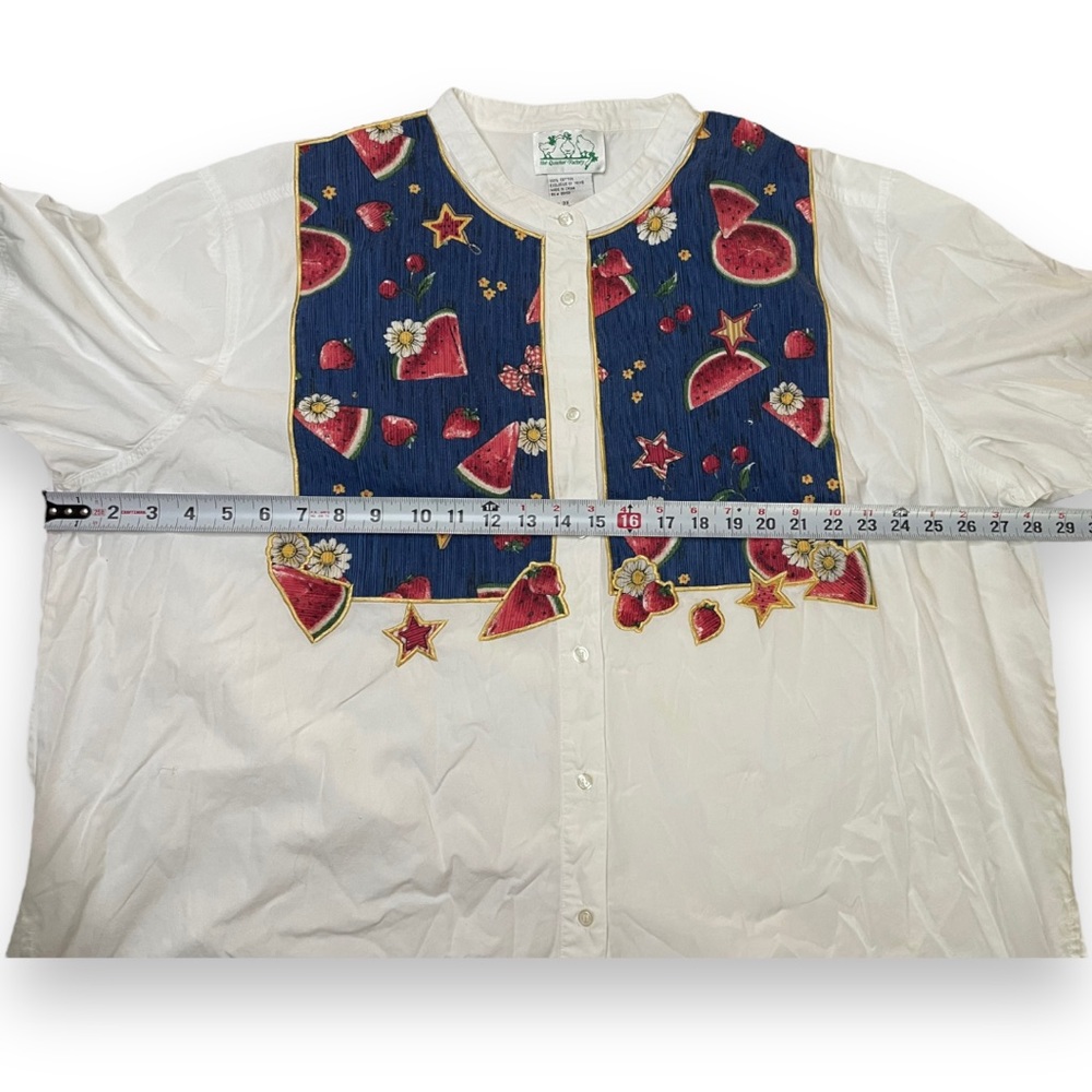 VTG Quacker Factory Watermelon Strawberry Button Up Short Sleeve‎ Shirt Size 3XL - Picture 5 of 8